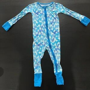 Little Sleepies Watercolor Hearts Blue